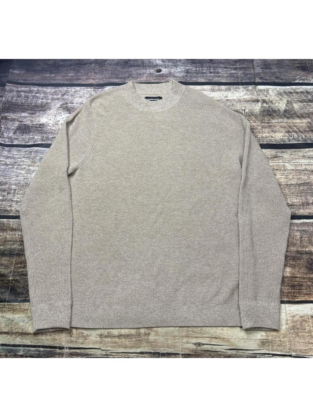Nordstrom Sweater Mens Large Wool Blend Beige Pullover